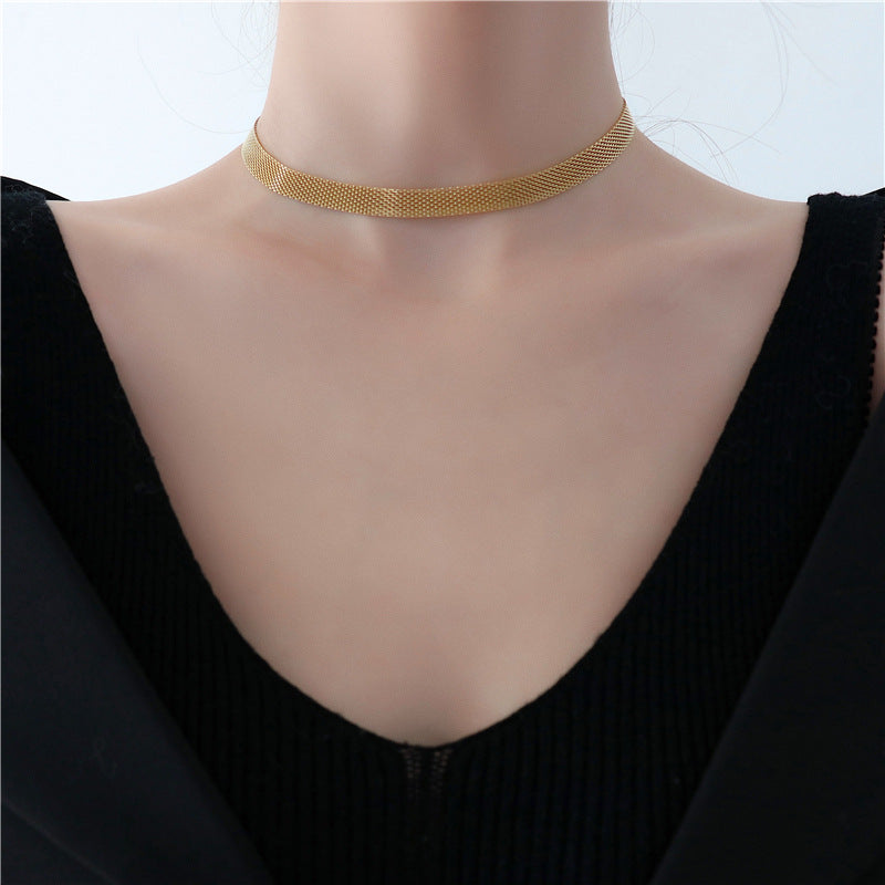 MeshElegance Collection: Versatile Mesh Chain Necklace & Bracelet