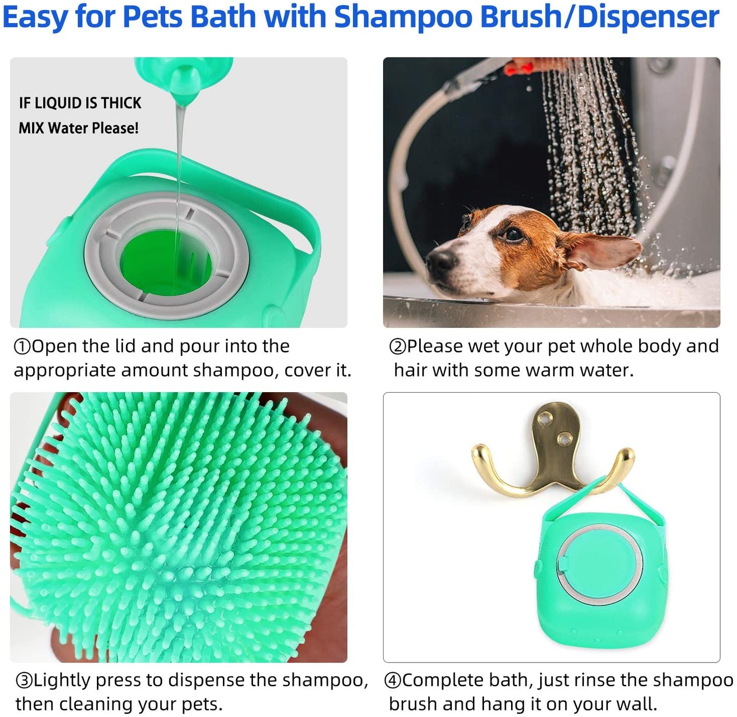 PamperPaws Soft Silicone Pet Bathing Brush & Soap Dispenser
